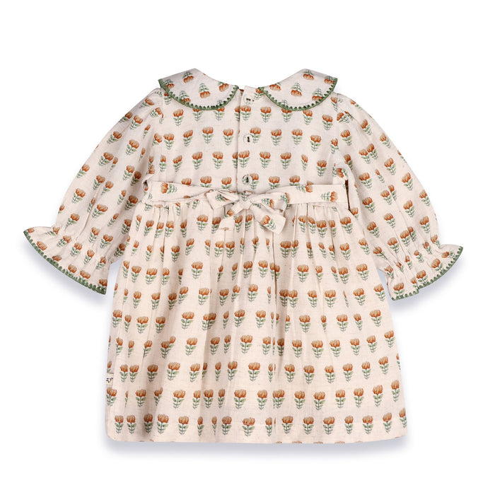 faire isle floral print baby dress and bloomer set