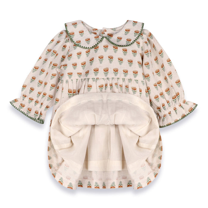 faire isle floral print baby dress and bloomer set