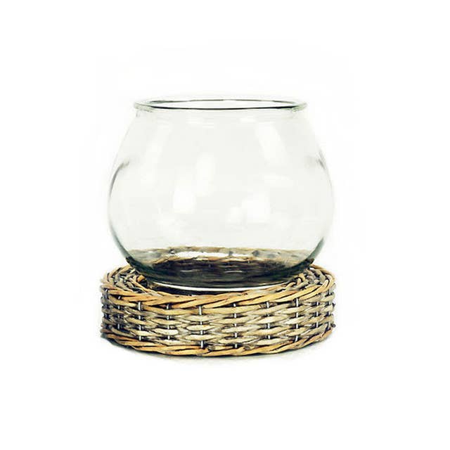 glass + wicker terrarium