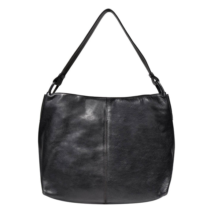 lyons leather tote in black
