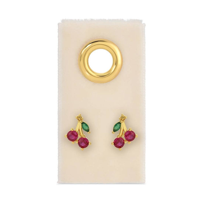 cherry studs on velvet