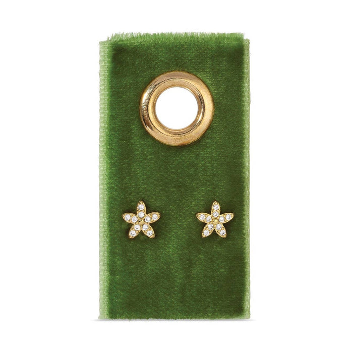 pave flower studs on velvet