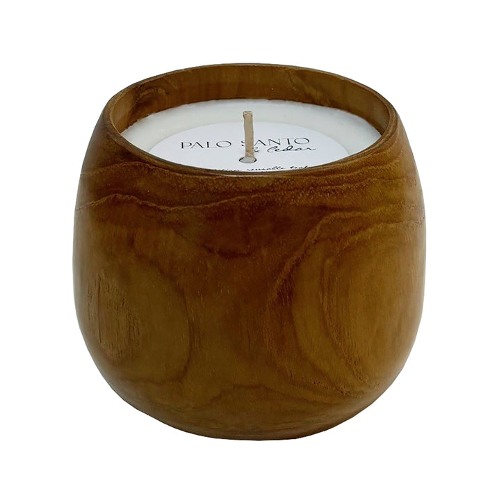 teakwood cup candle in palo santo + cedar