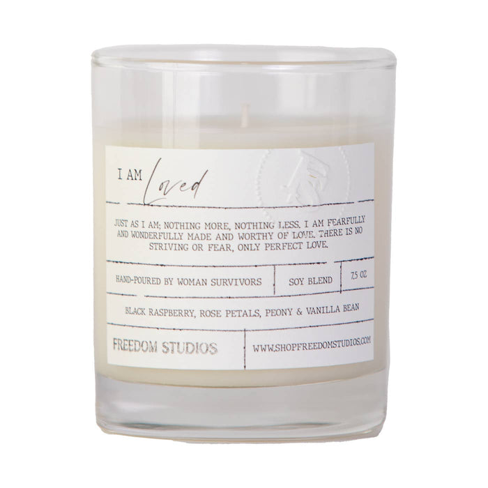 'i am loved' candle