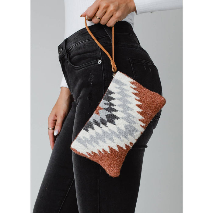 Aztec wristlet, Rust, cream and gray