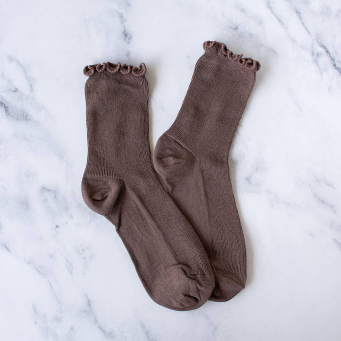wednesday ruffle socks - wood