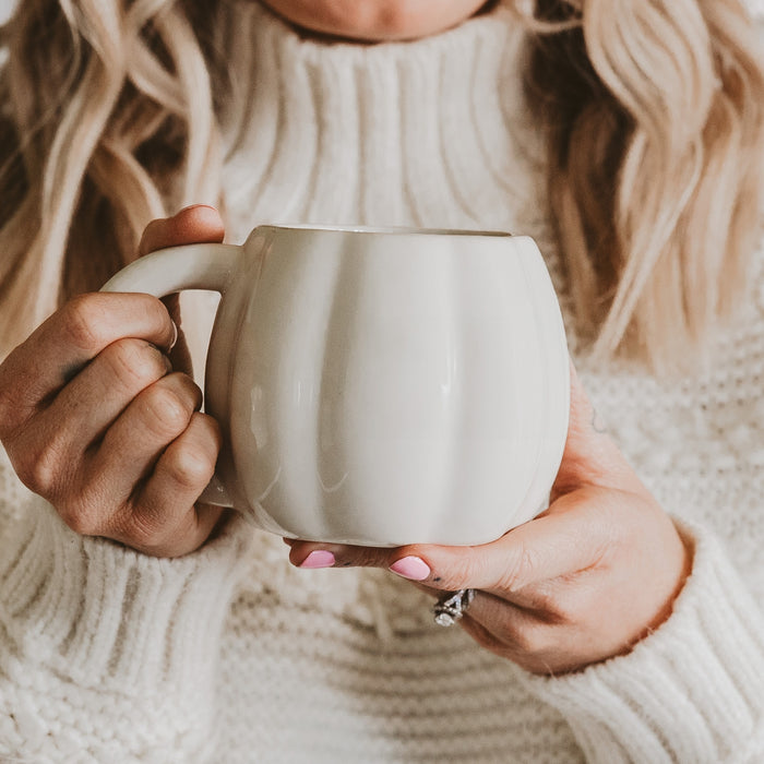 cream pumpkin mug