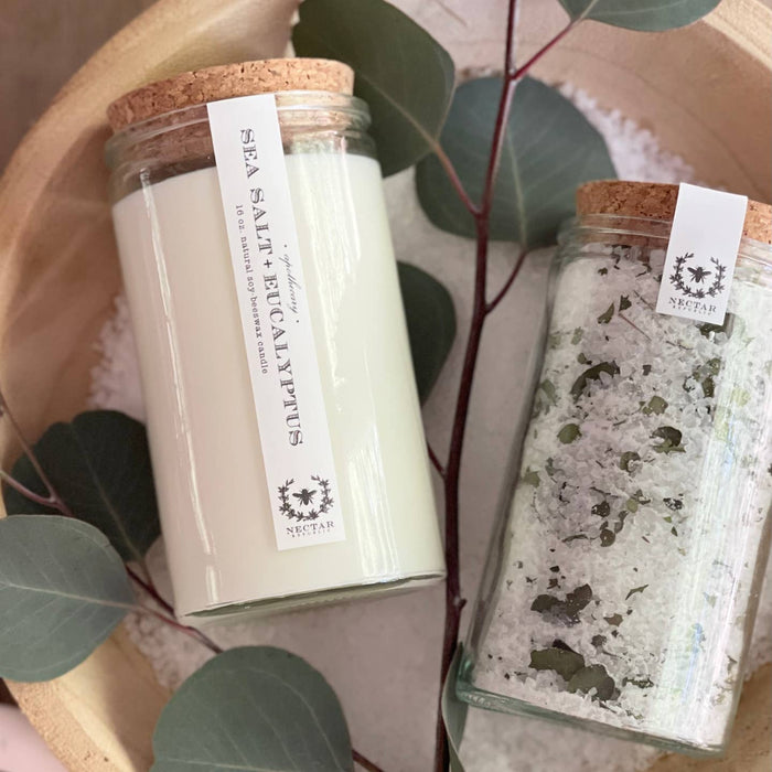 sea salt + eucalyptus bath salts