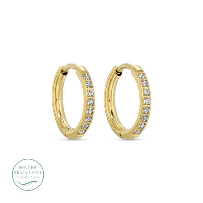 simple pave huggies, water resistant