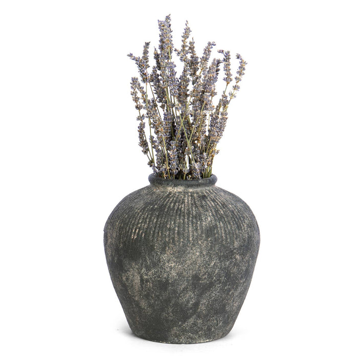 round terracotta dark vase