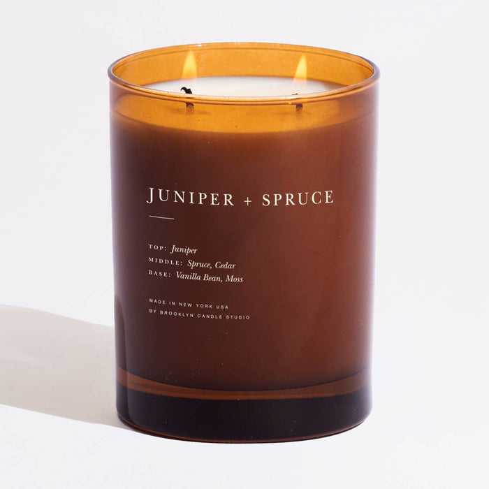 juniper + spruce 2-wick candle