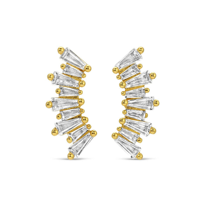 curved baguette studs on velvet