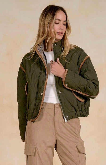 elan cord trimmed quilted jacket