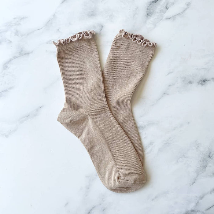 wednesday ruffle socks - mocha