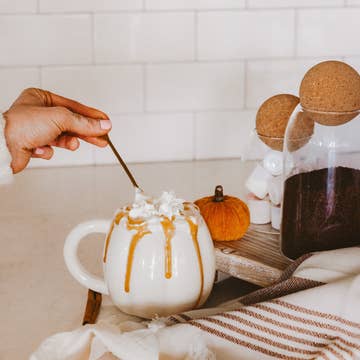 cream pumpkin mug