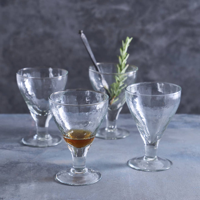 pebbled glass footed goblets