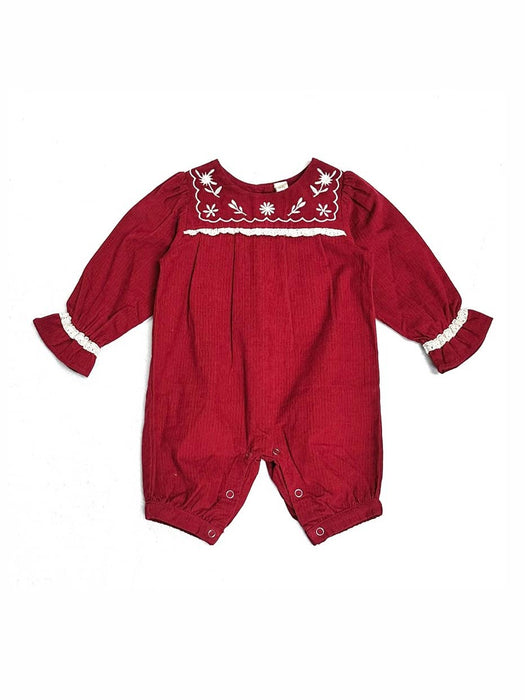 embroidered corduroy baby jumpsuit
