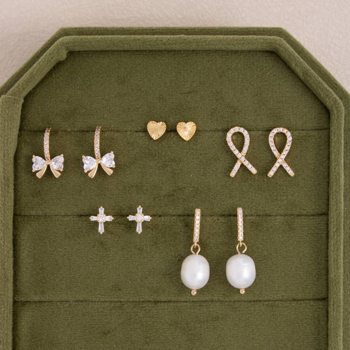 baguette cross studs
