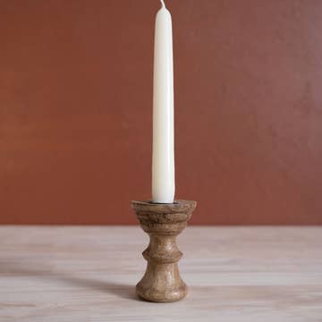 dual skinny / standard taper wood candleholder set