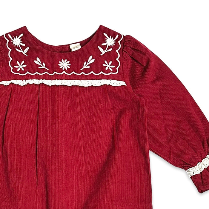 embroidered corduroy baby jumpsuit