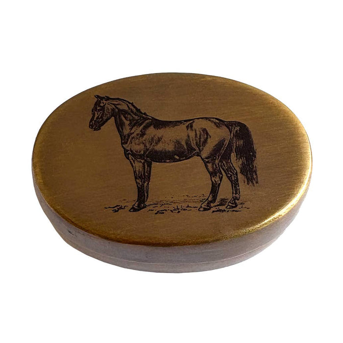 antiqued brass horse pill box