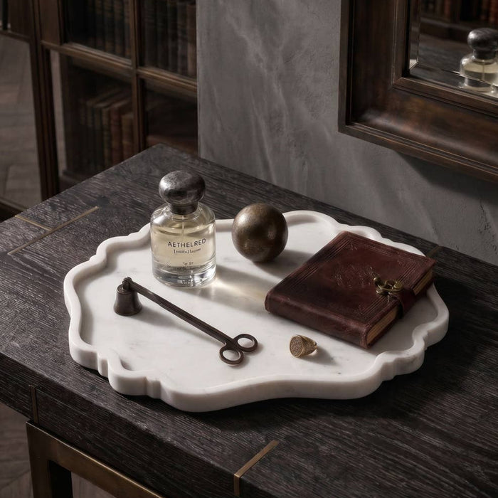 scalloped marble tray