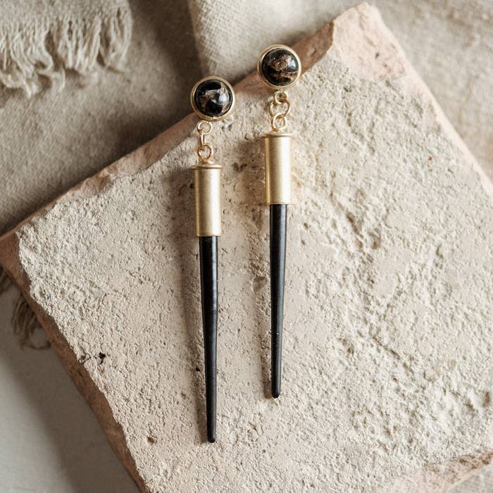 obsedian quill earrings