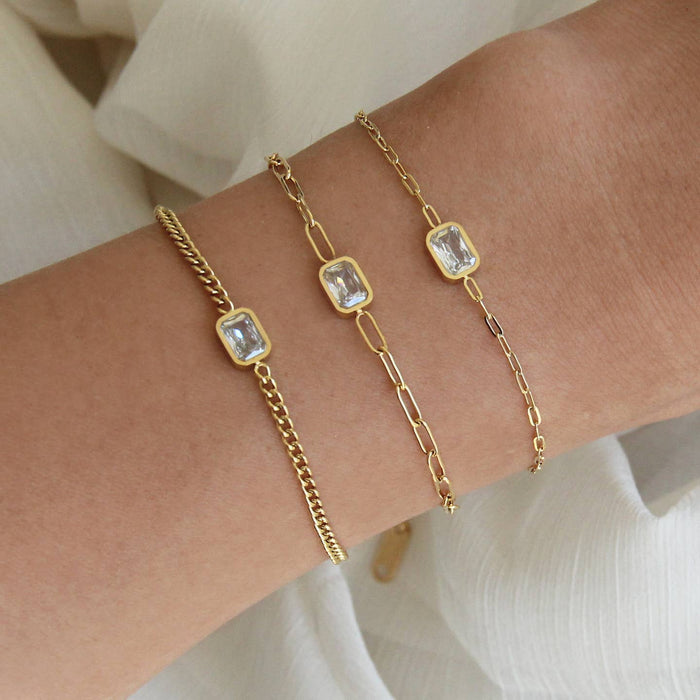 emerald cut chain bracelet