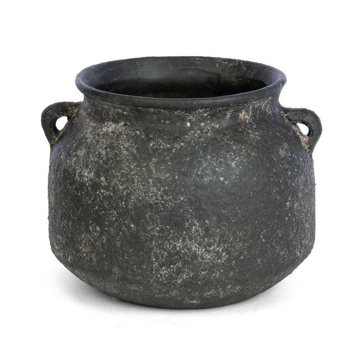 round terracotta dark vase with handles