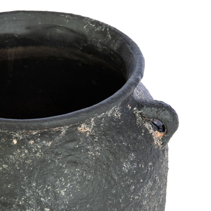 round terracotta dark vase with handles