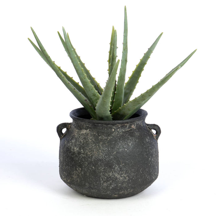 round terracotta dark vase with handles