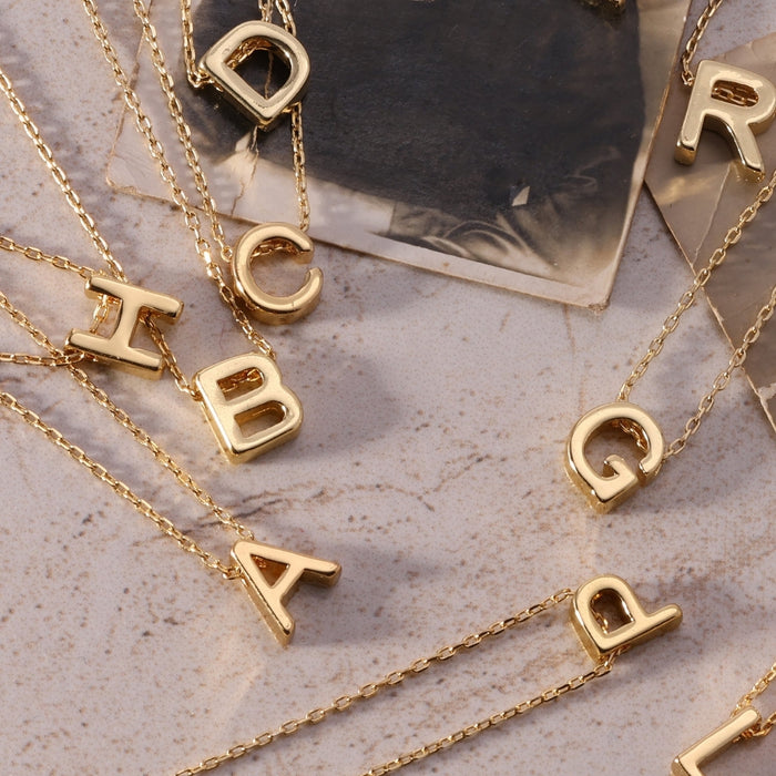 18k gold plated Initial pendant necklace