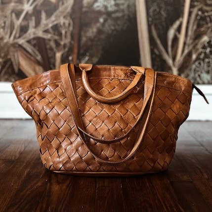 Bella Handcrafted Leather Tote Bag in Cognac