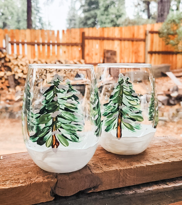 Holiday painted wine glass workshop