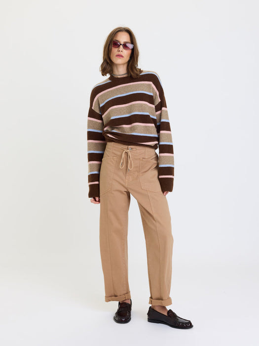 villa drawstring barrel pant in latte