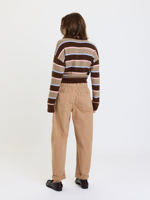 villa drawstring barrel pant in latte