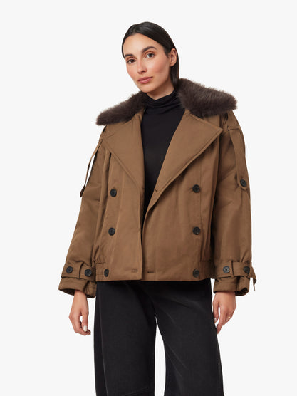 fur collar trench jacket