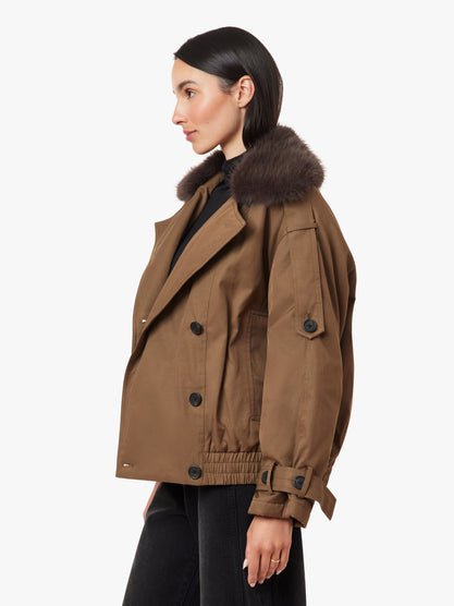 fur collar trench jacket