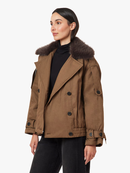 fur collar trench jacket