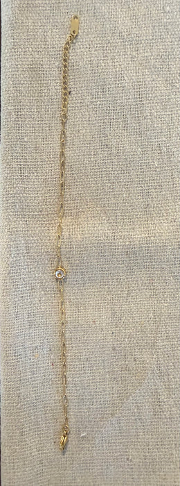 round cz paperclip chain bracelet