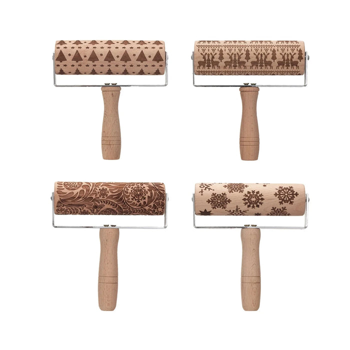 beech wood holiday rolling pin