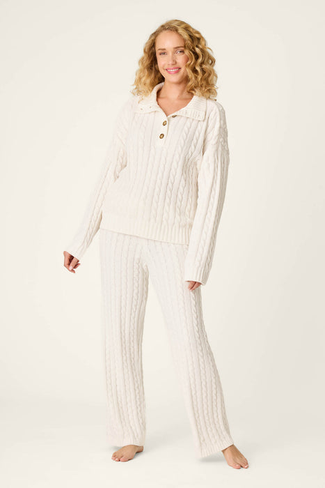 chenille cable knit ivory pullover