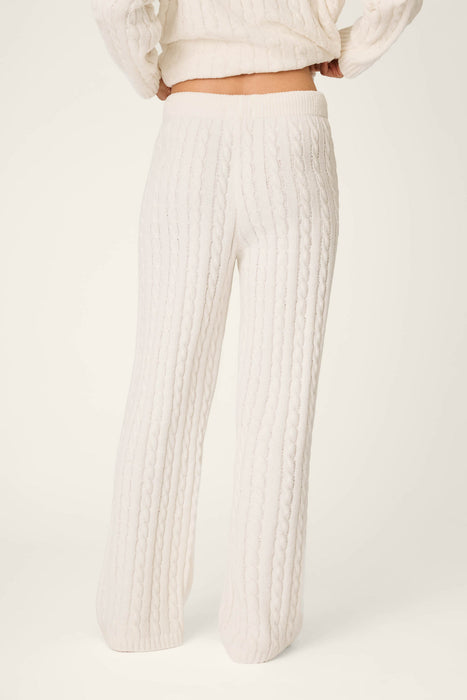 chenille cable knit ivory lounge pants