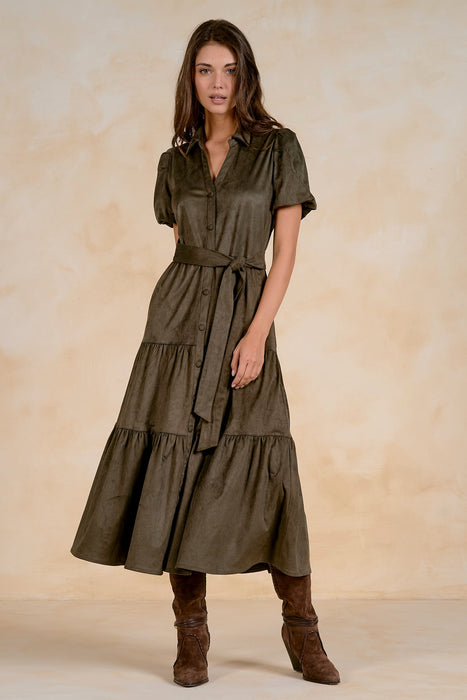 janet suede midi dress