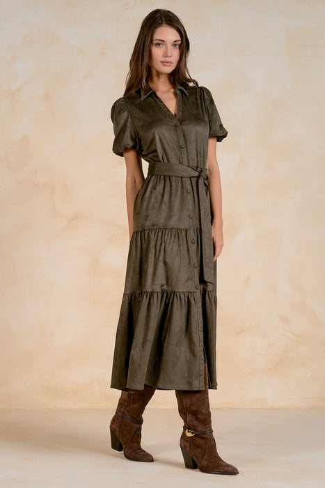 janet suede midi dress