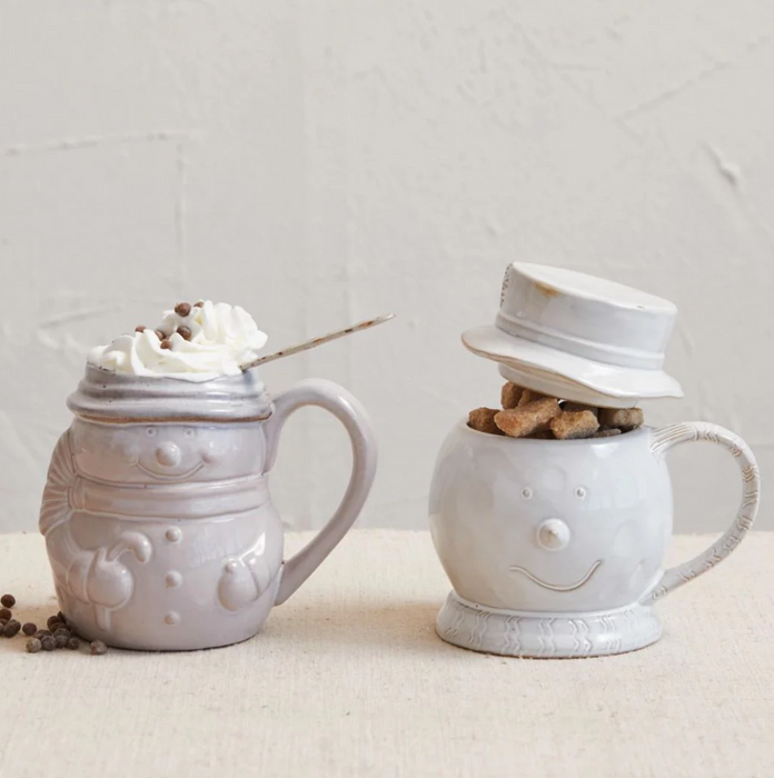 stoneware snowman mug