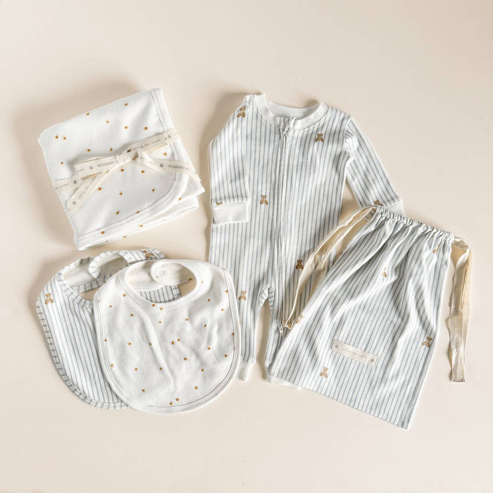 faire isle blue bear layette set