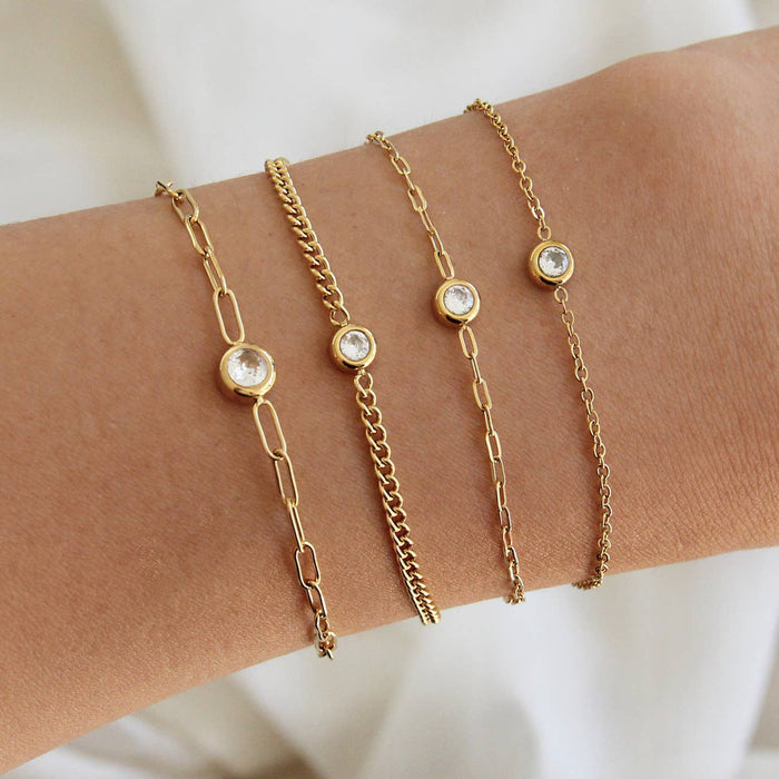 round cz paperclip chain bracelet