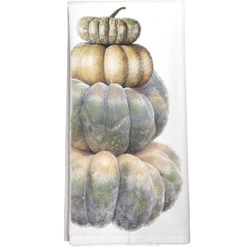 stacked pumpkins tea towel