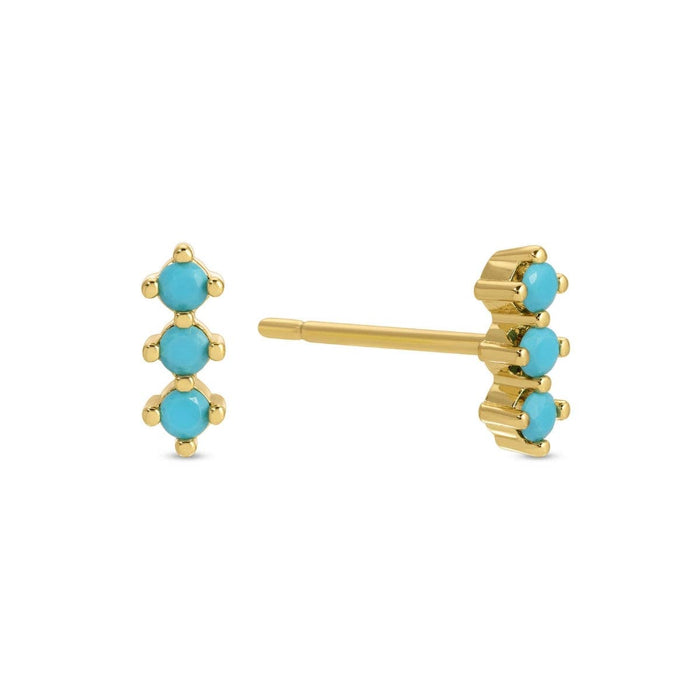 triple turquois bar studs on velvet